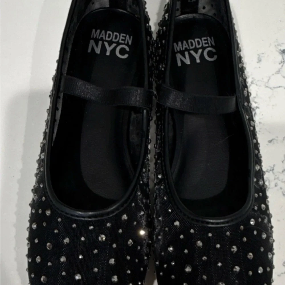Madden Women's MESH Black Studded Slip-On Flats US 4 EU 36